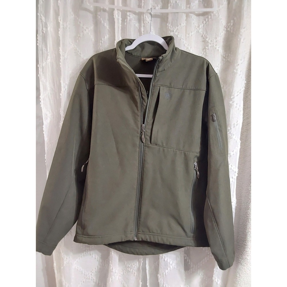 Ariat Mens‎ Softshell Jacket Olive Green Full Zip Fleece Lined Water Resistant M